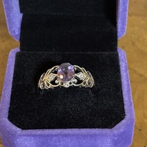 Beautiful 925 Sterling Silver and Amethyst RING SIZE 11